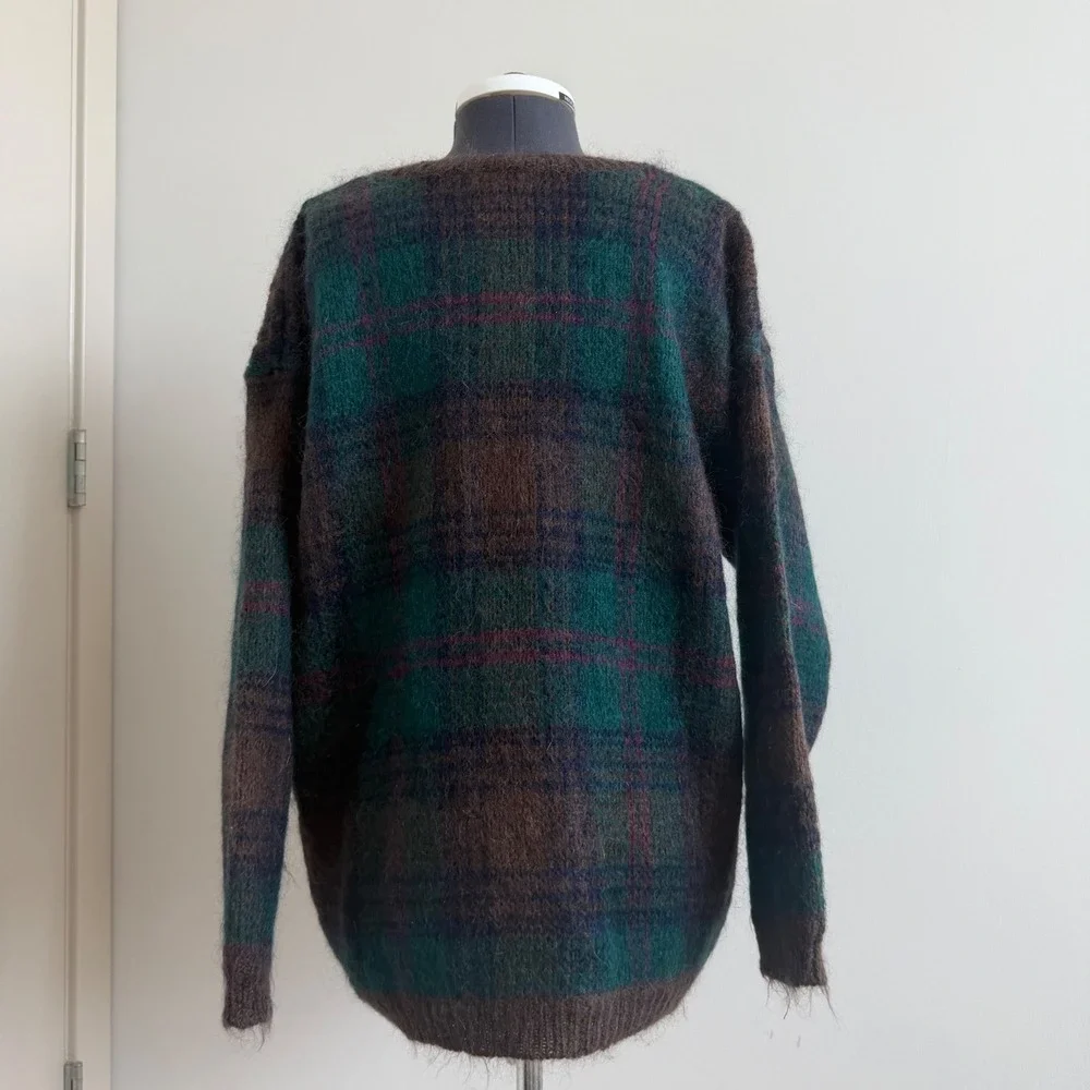 Vintage 90s Paul Harris Mohair Plaid‎ Sweater Size Medium